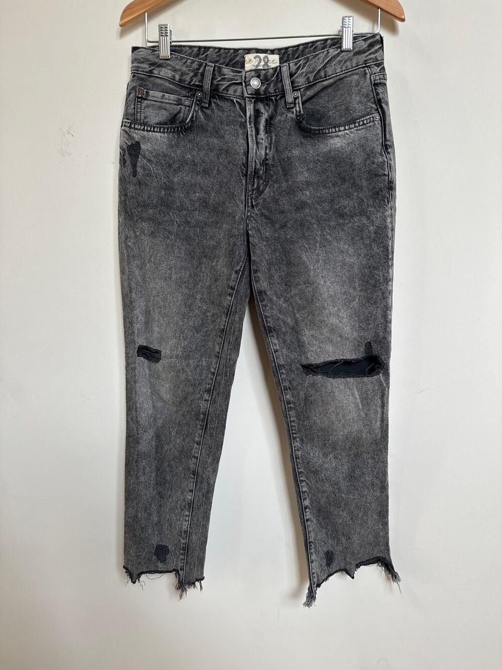 We The Free Free People Faded Black Grey Distressed Jeans Size 28